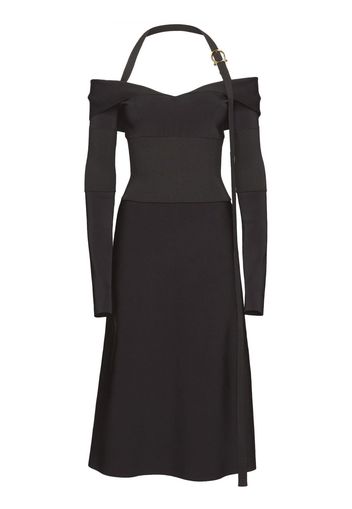 Salvatore Ferragamo Abito midi con spalle scoperte - Nero