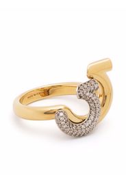 Salvatore Ferragamo Gancini crystal-embellished ring - Oro