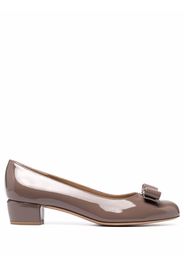 Salvatore Ferragamo bow-detail block-heel pumps - Marrone