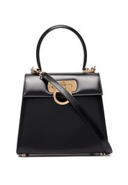 Salvatore Ferragamo Borsa tote in pelle con logo caratteristico Gancini - Nero