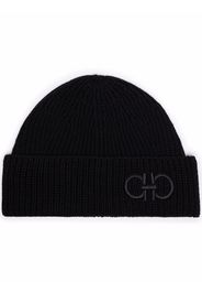 Salvatore Ferragamo Gancini-logo wool beanie - Nero