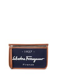 Salvatore Ferragamo logo print clutch - Blu