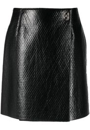 Salvatore Ferragamo embossed wrap leather skirt - Nero