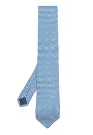 Salvatore Ferragamo Gancini embroidered silk tie - Blu