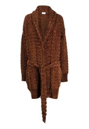 Salvatore Ferragamo long belted cardigan - Marrone