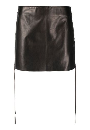 Salvatore Santoro drawstring leather mini skirt - Nero