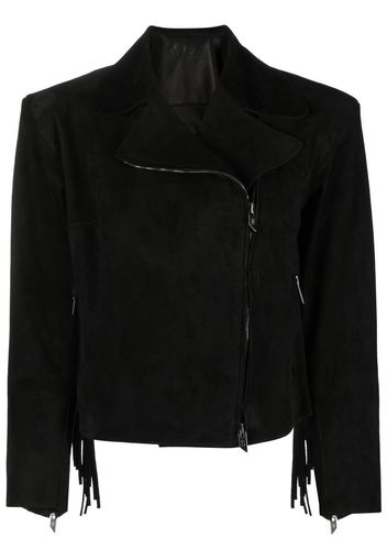 Salvatore Santoro cropped fringe biker jacket - Nero