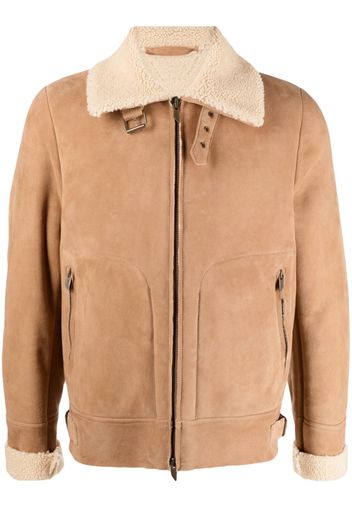 Salvatore Santoro shearling-collar suede jacket - Toni neutri