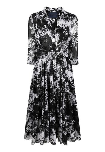 Samantha Sung Aster palm print midi dress - Nero