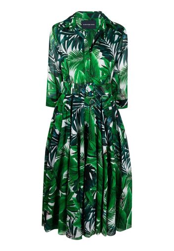 Samantha Sung Aster rubber plant print dress - Verde