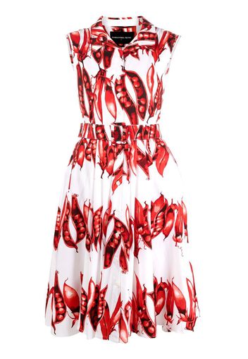 Samantha Sung Laurent pea-print sleeveless midi dress - Bianco