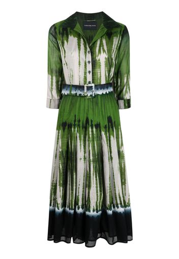 Samantha Sung Zeller tie-dye belted shirtdress - Verde