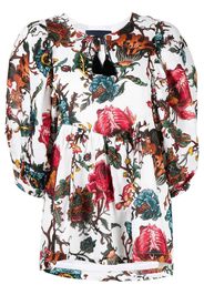 Samantha Sung floral-print gathered blouse - Bianco