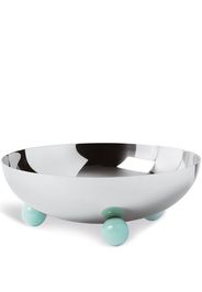 Bowl Ø Cm 20,5 H Cm 7,5 Penelope Stainless Steel Base Aquamarine Resin