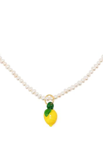 Sandralexandra lemon pendant pearl necklace - Bianco