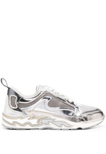 SANDRO flame-detail panelled sneakers - Argento