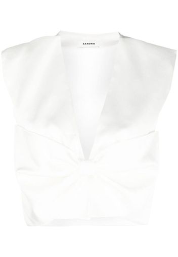 SANDRO Top corto oversize con fiocco - Bianco