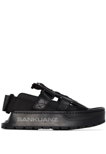 black double strap sandals