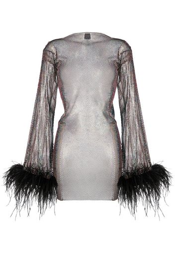 SANTA BRANDS crystal-embellished feather-trim minidress - Nero