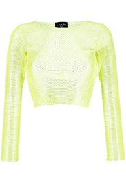 Santa Brands rhinestone-embellished mesh cropped top - Verde