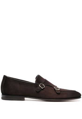 Santoni double-buckle monk shoes - Marrone