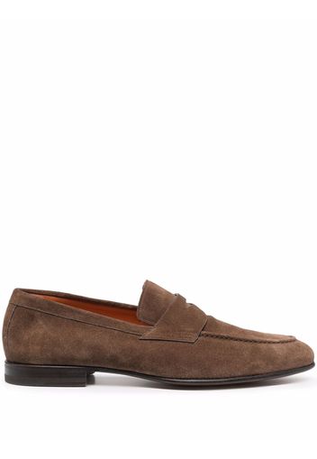 Santoni leather Penny loafers - Marrone