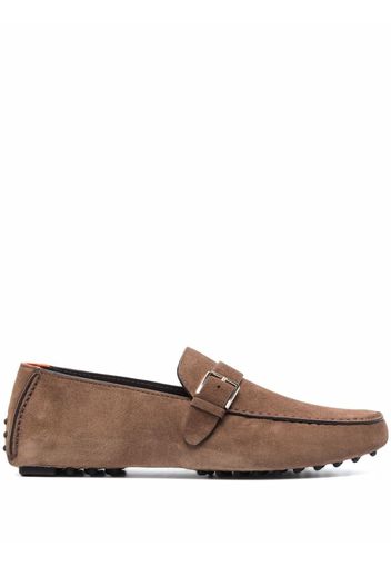 Santoni buckled suede loafers - Marrone