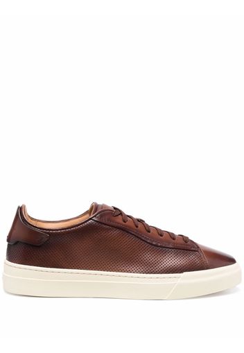 Santoni lace-up leather sneakers - Marrone