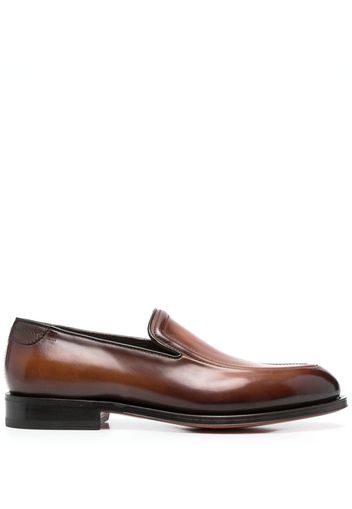 Santoni distressed 25mm loafers - Marrone