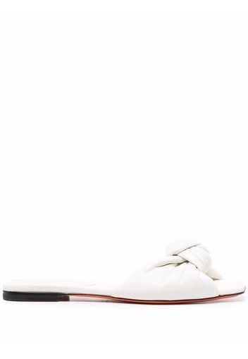 Santoni knot-strap leather slide sandals - Bianco