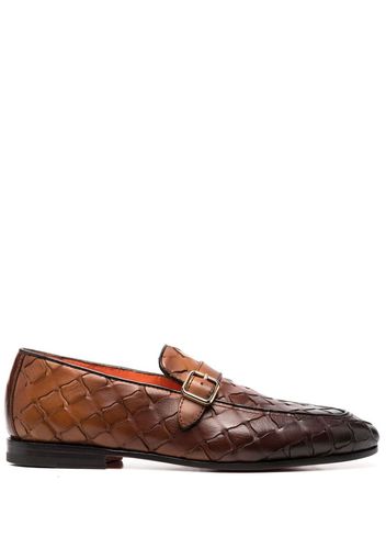 Santoni interwoven leather loafers - Marrone