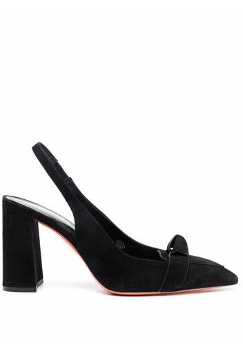 Santoni knot-embellished 95mm slingback pumps - Nero