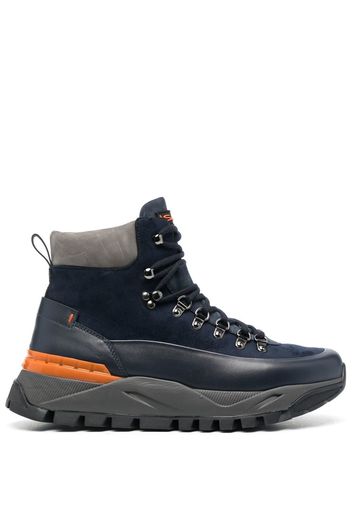 Santoni Lace-up panelled hiking boots - Blu