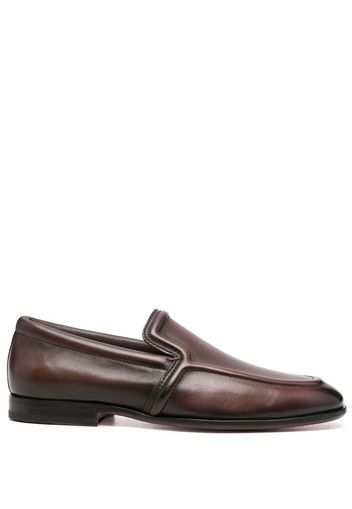 Santoni polished leather loafers - Marrone