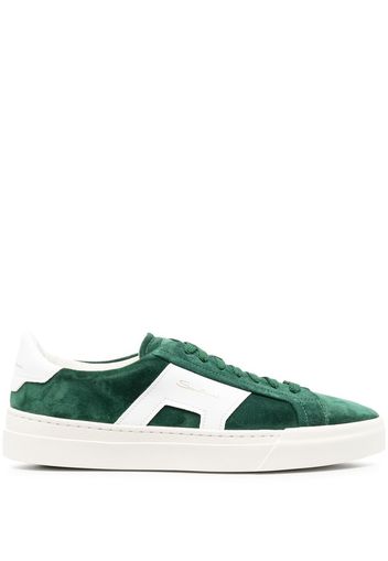 Santoni Double-Buckle suede panelled sneakers - Verde