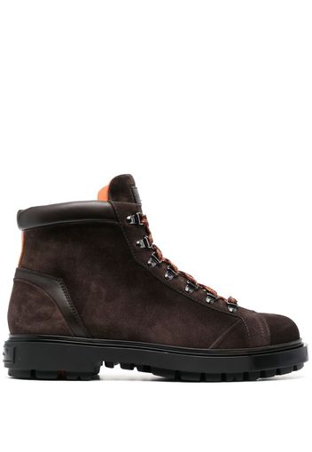 Santoni lace-up suede boots - Marrone