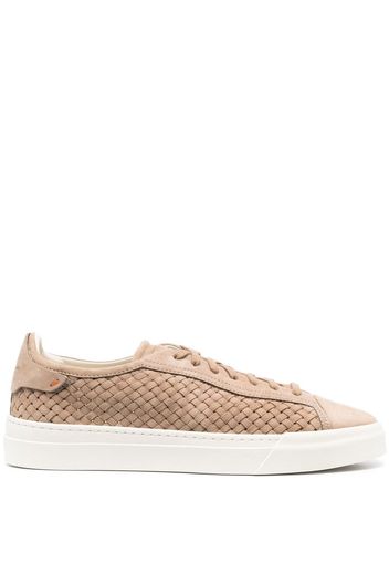 Santoni interwoven lace-up sneakers - Toni neutri