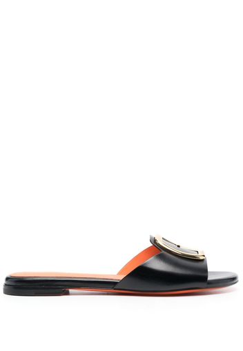 Santoni Apricot leather slip-on sandals - Nero