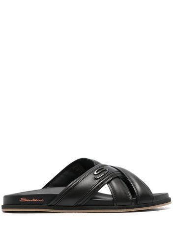 Santoni crossover-straps leather sandals - Nero