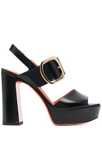 Santoni logo-buckle block-heel sandals - Nero