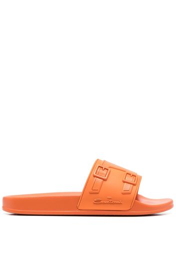 Santoni debossed-logo slides - Arancione