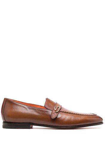 Santoni tonal leather loafers - Marrone