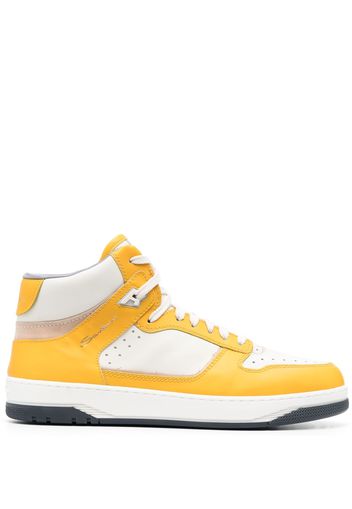 Santoni panelled hi-top leather sneakers - Giallo