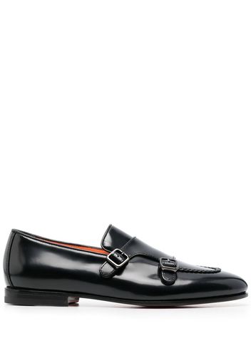 Santoni 20mm buckle-fastening leather loafers - Nero