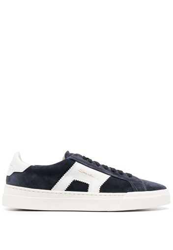 Santoni panelled suede lace-up trainers - Blu