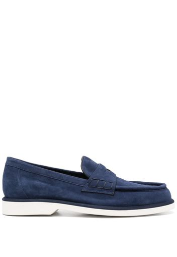 Santoni almond leather loafers - Blu