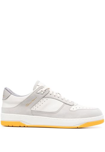 Santoni calf-leather lace-up sneakers - Bianco