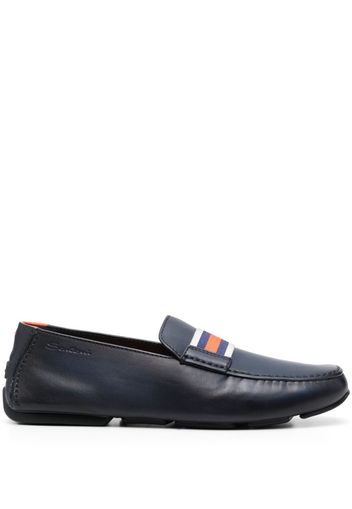 Santoni striped-band leather loafers - Blu