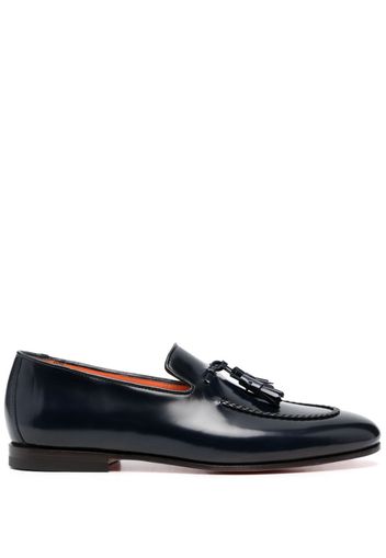 Santoni tassel-embellished leather loafers - Blu