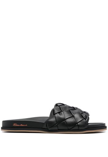 Santoni interwoven-design calf-leather slides - Nero